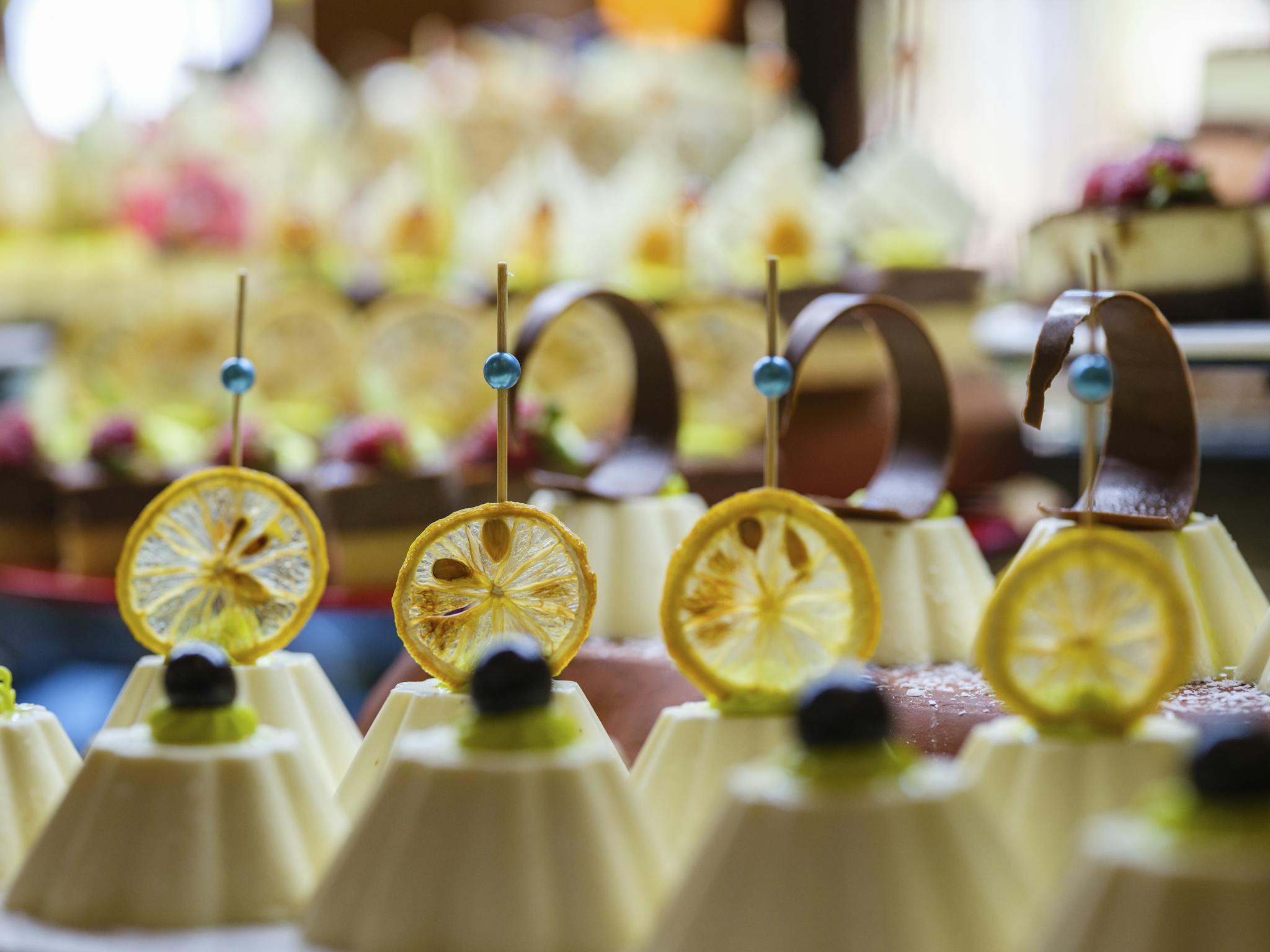 desserts at the buffet in a restaurant